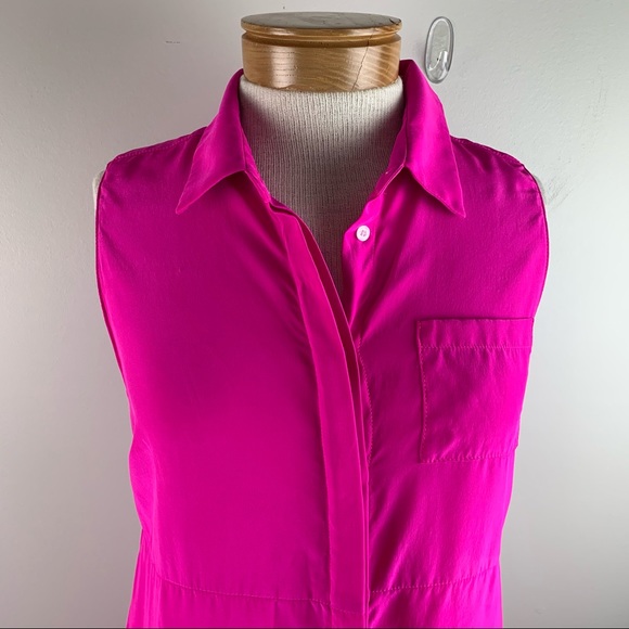 Amanda Uprichard Logan Silk Shirt Open Back, Pink - Picture 7 of 10